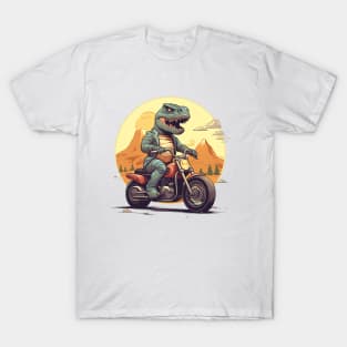 Dino Biker Retro Motorcycle T-Shirt